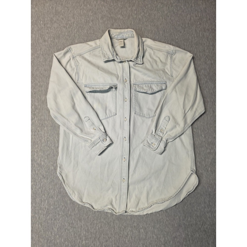 H&M Lightweight Denim Light Blue Wash Size S Collared Shirt